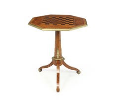 Antique English Walnut, Satinwood and Ebony Chess Table c1880