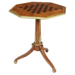 Antique English Walnut, Satinwood and Ebony Chess Table c1880