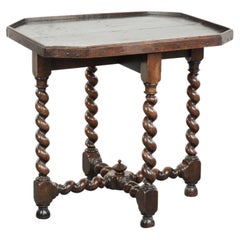 Antique English walnut side/center table with turned legs from around 1680