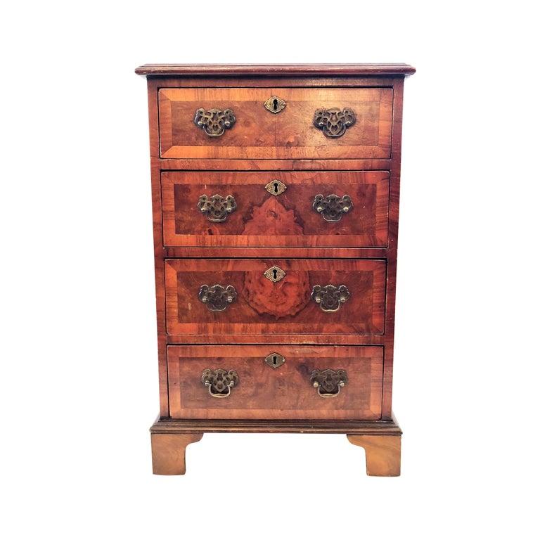 19th Century Antique English Walnut Small Chest of Drawers
