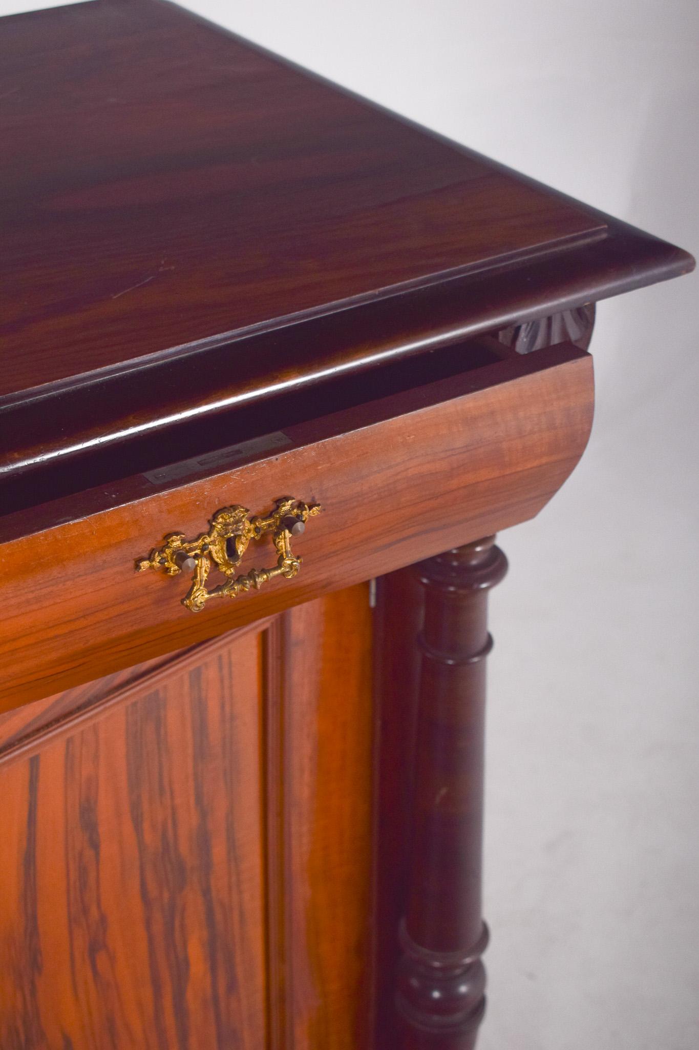 Antique English Walnut Tall Sideboard For Sale 6