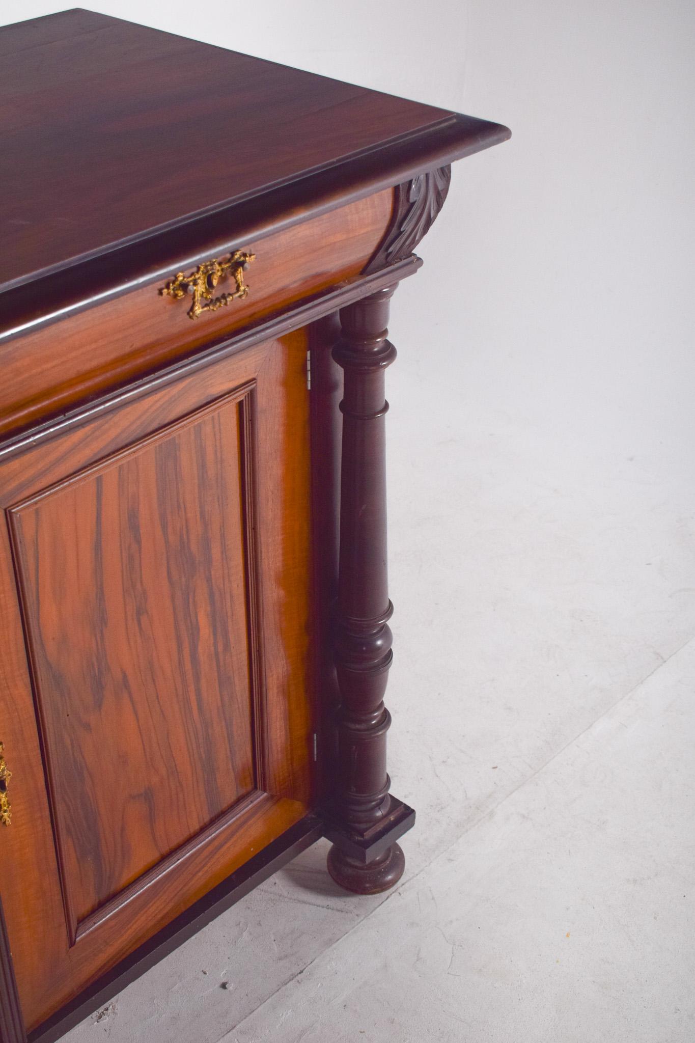 19th Century Antique English Walnut Tall Sideboard For Sale