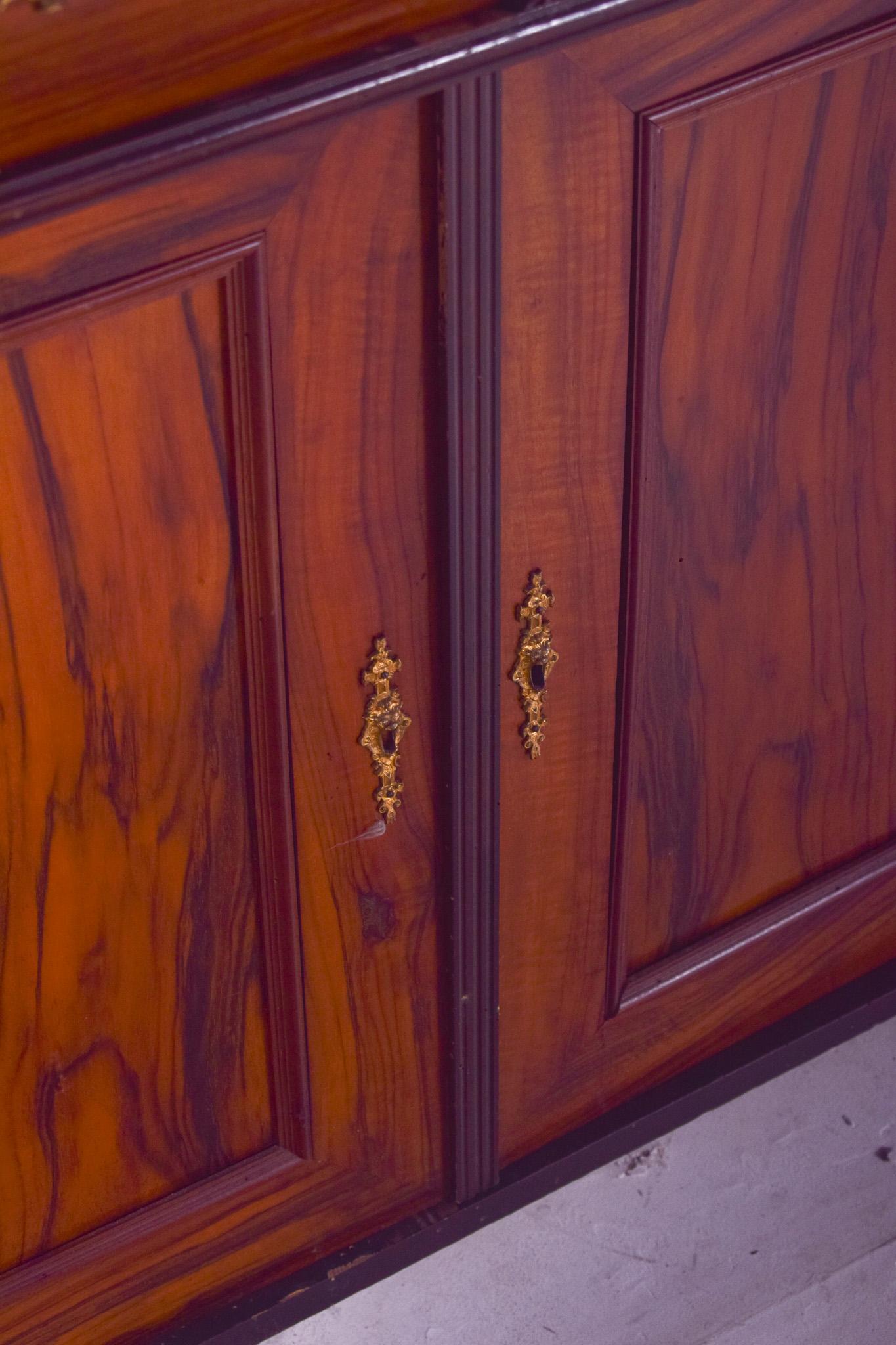 Antique English Walnut Tall Sideboard For Sale 1