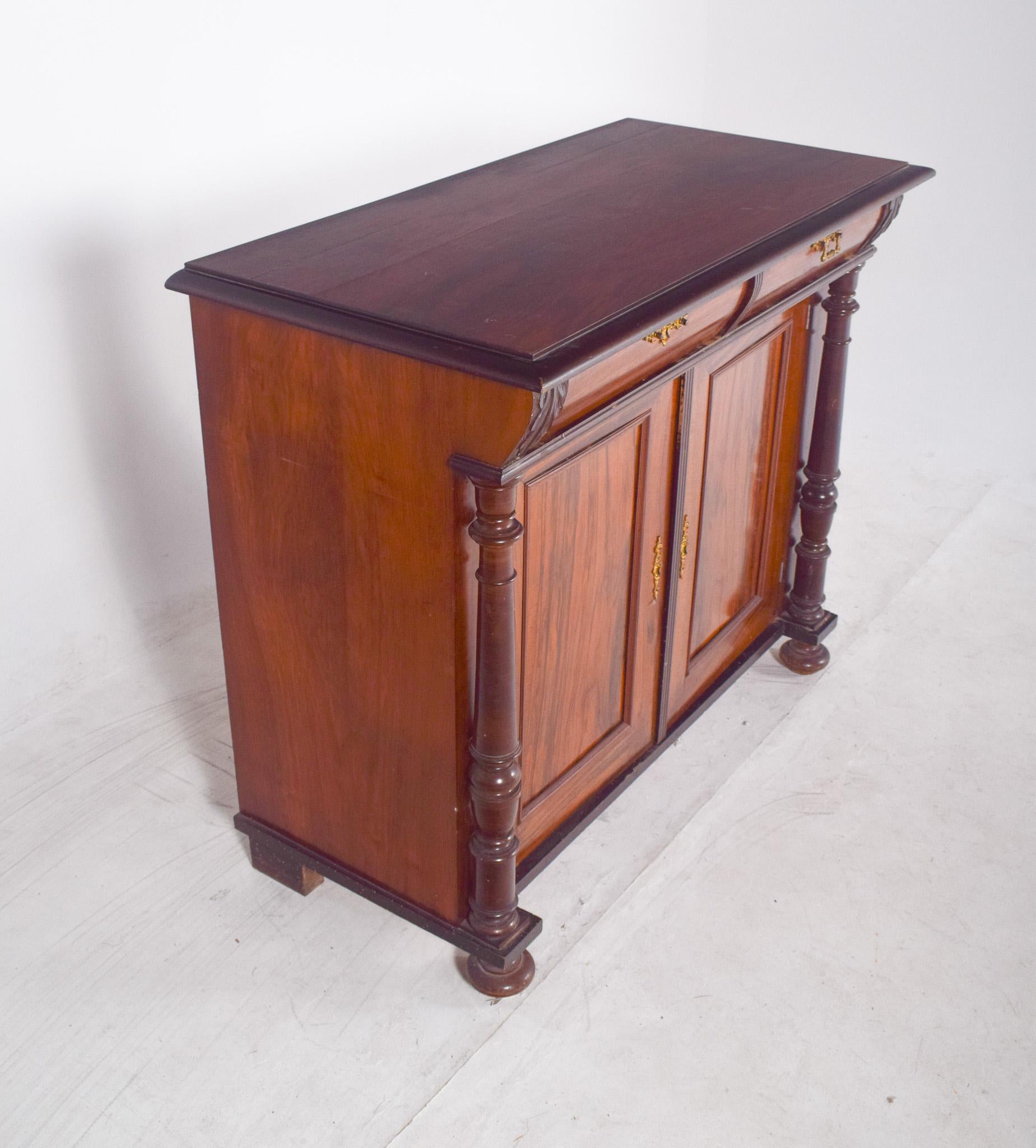 Antique English Walnut Tall Sideboard For Sale 2