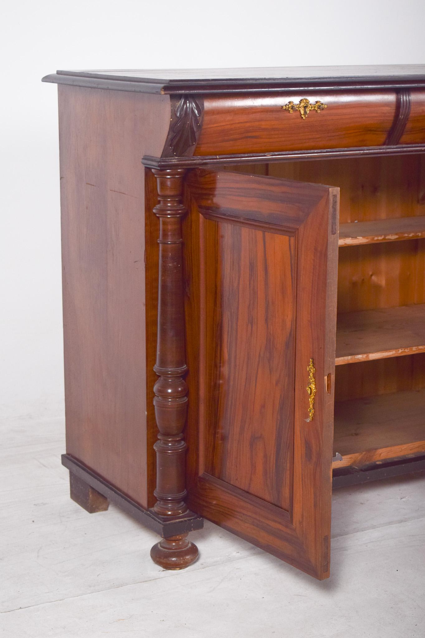 Antique English Walnut Tall Sideboard For Sale 4