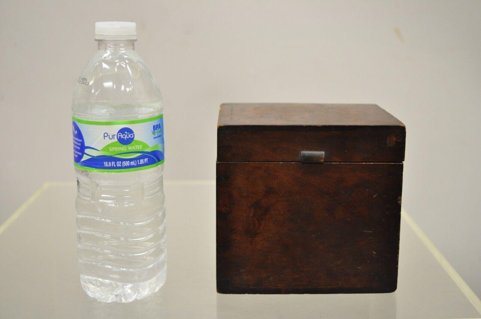 Antique English Walnut Tea Caddy Small Desk Box Victorian with Dovetail For Sale 4