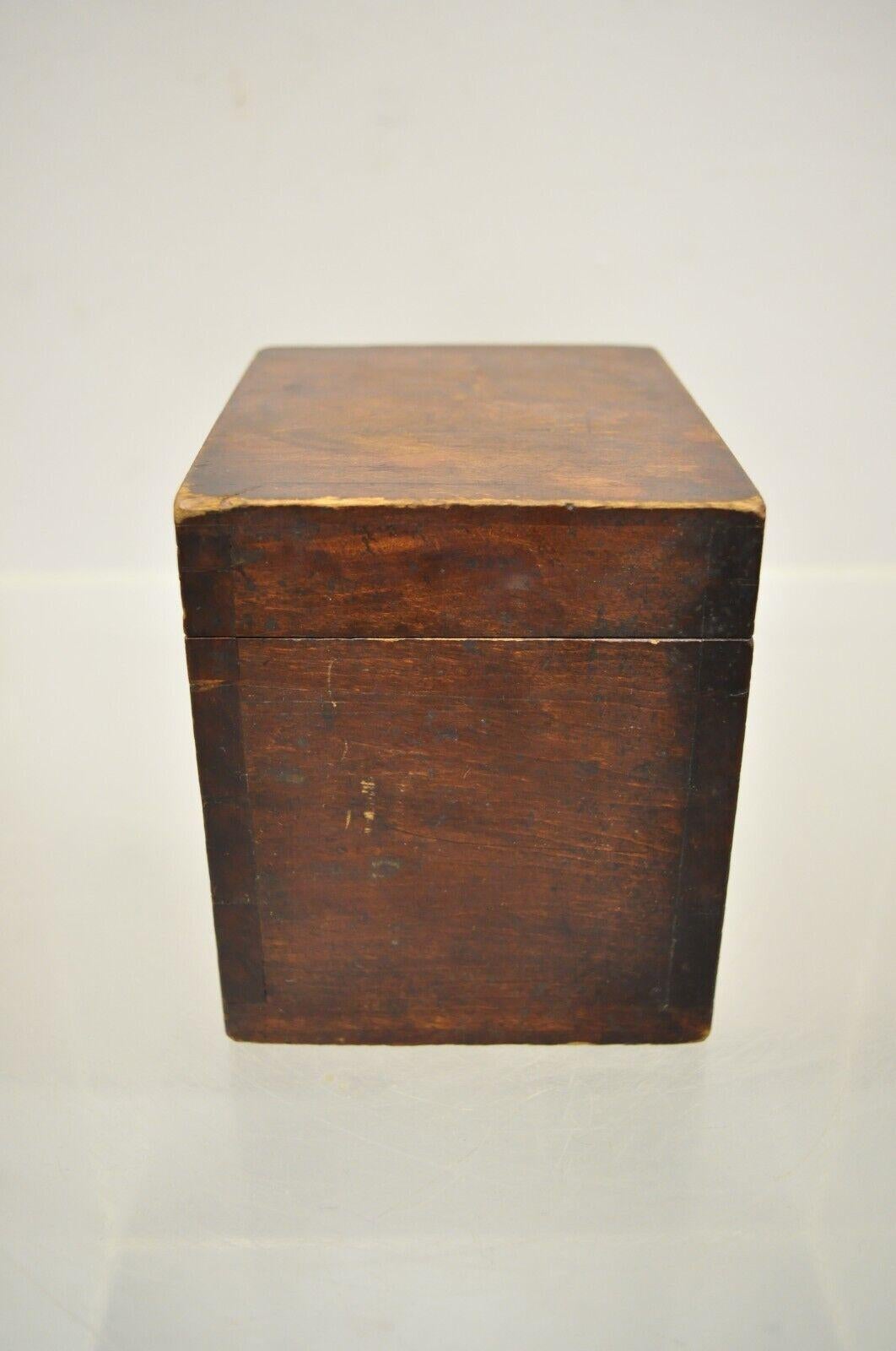 Antique English Walnut Tea Caddy Small Desk Box Victorian with Dovetail For Sale 5