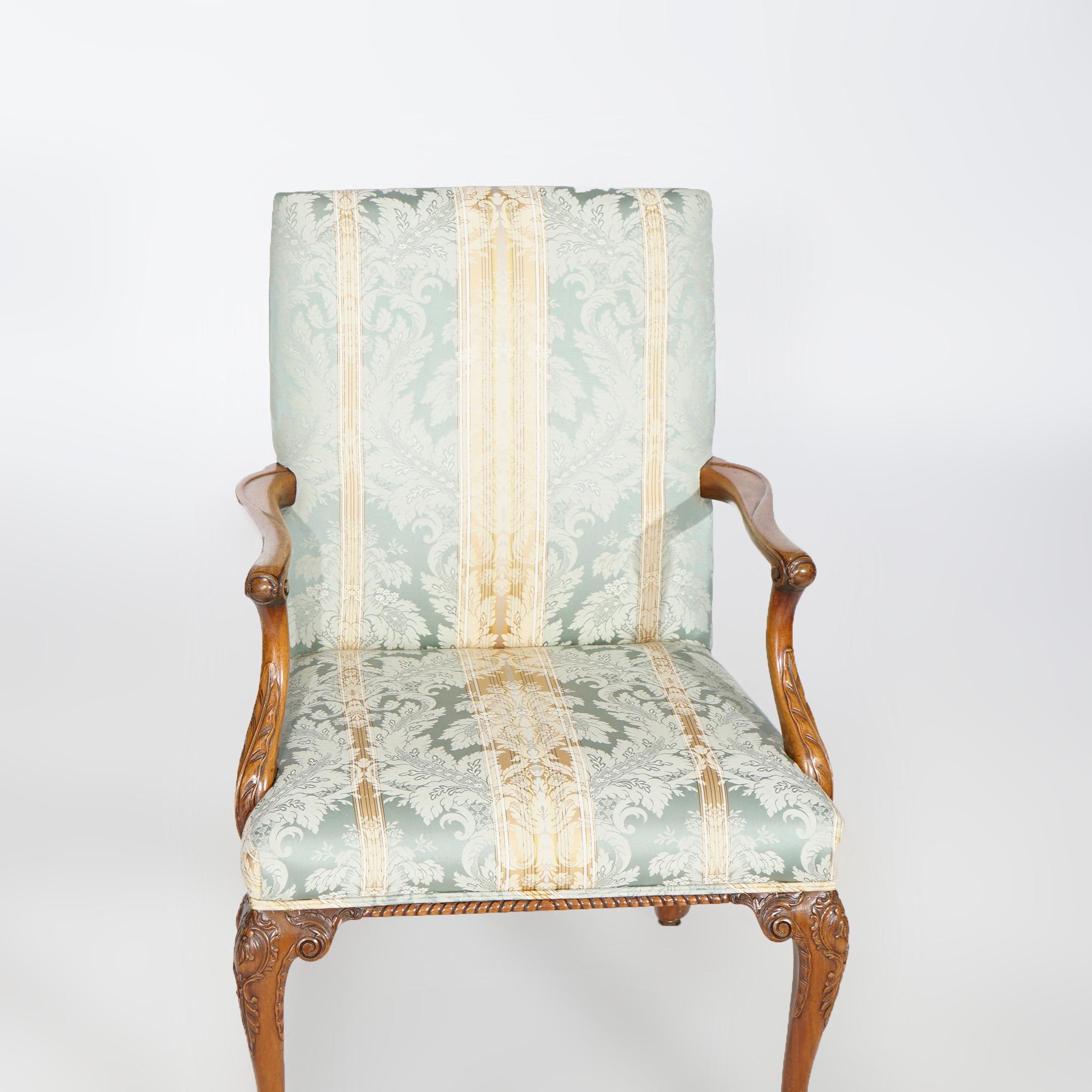 Antique English Walnut Upholstered Lolling Chair 19th C In Good Condition In Big Flats, NY