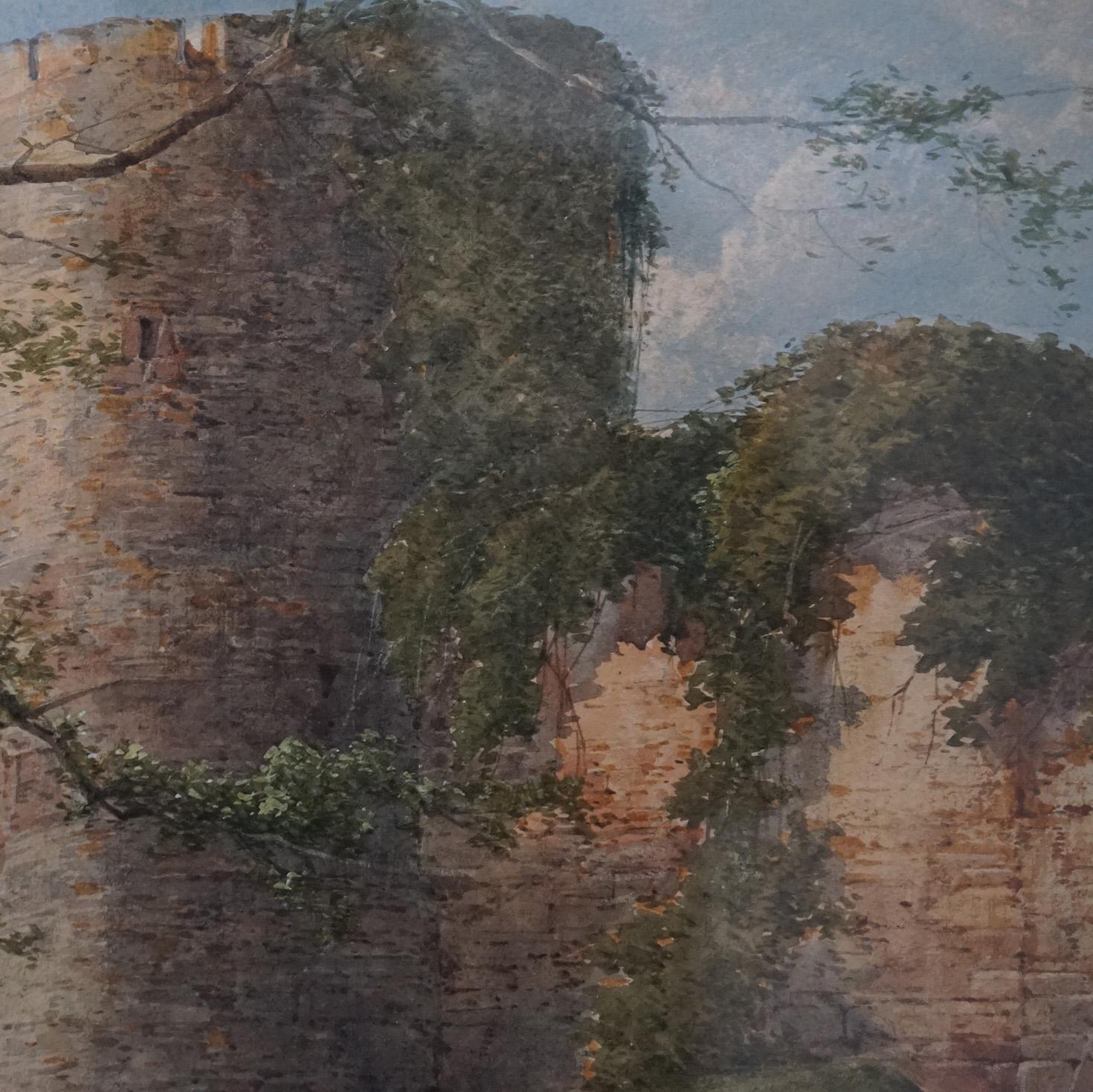 Antique English Watercolor, Rural Landscape Scene by H. Pope C1890 In Good Condition In Big Flats, NY