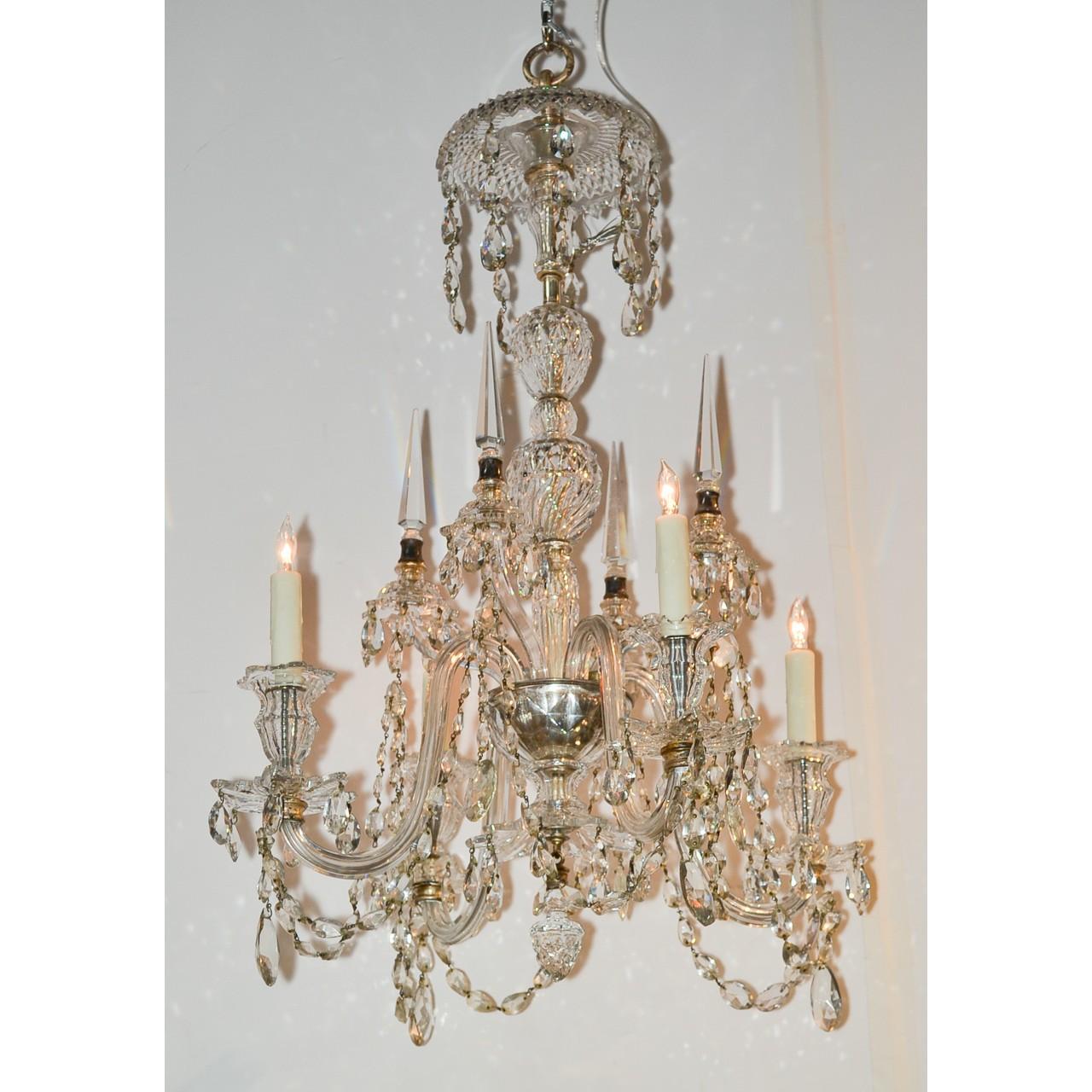 Antique English Waterford Style Crystal Chandelier In Good Condition In Dallas, TX