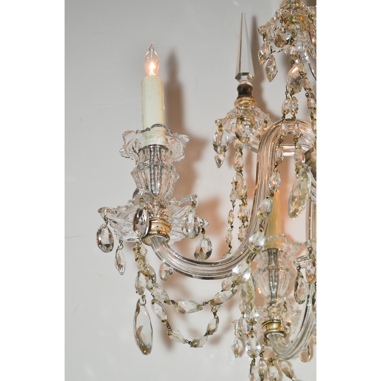 20th Century Antique English Waterford Style Crystal Chandelier