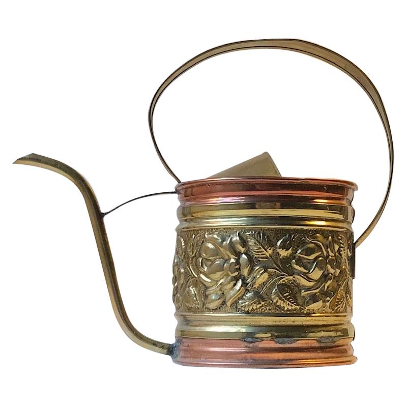 Antique English Watering Can in Copper and Brass