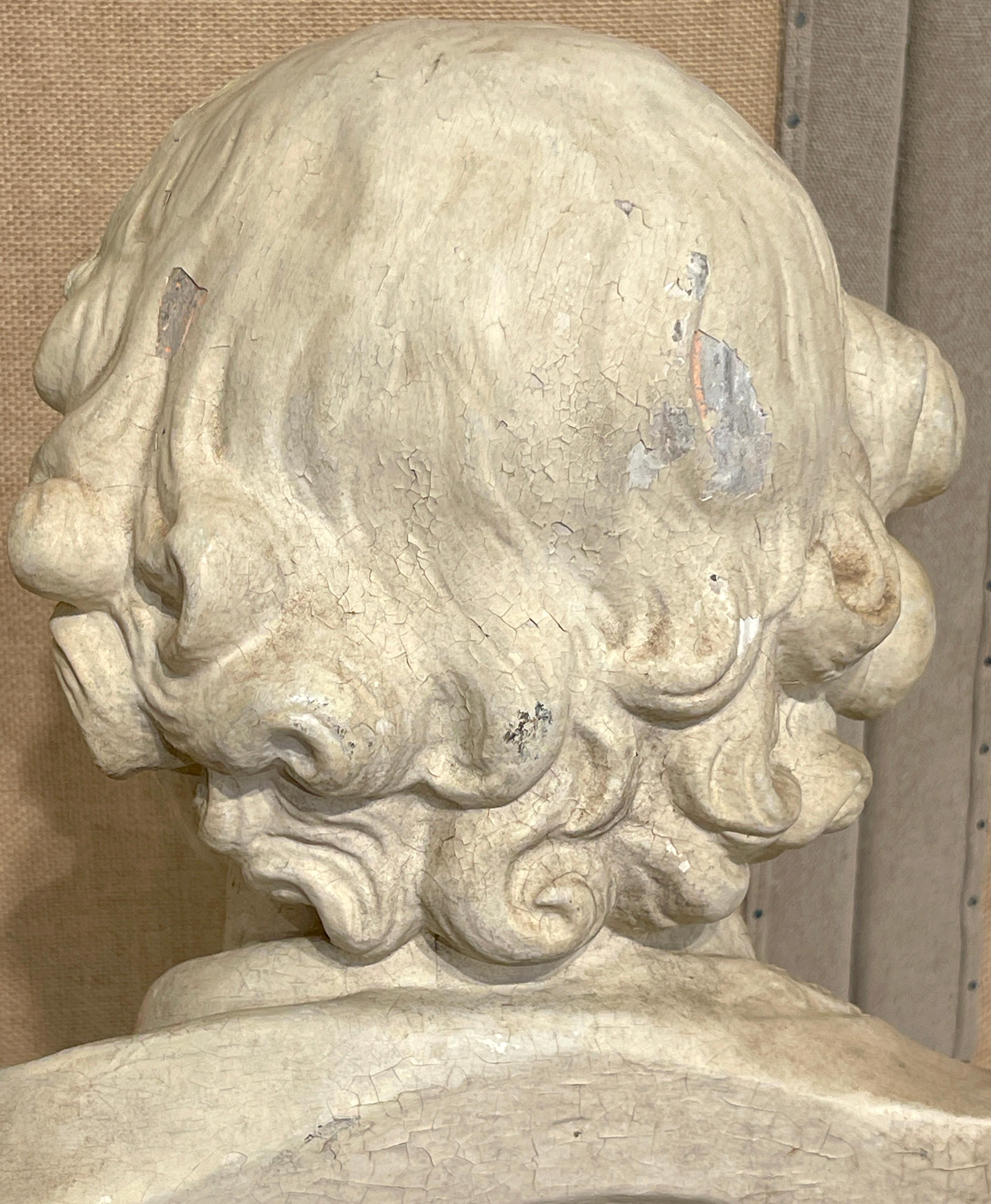 Antique English Weathered Plaster Bust of Shakespeare  For Sale 4
