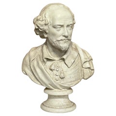 Ancien buste de Shakespeare en plâtre vieilli anglais 
