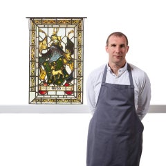 Antique English Webb Family Crest Stained Glass Window