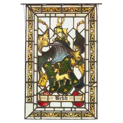 Antique English Webb Family Crest Stained Glass Window