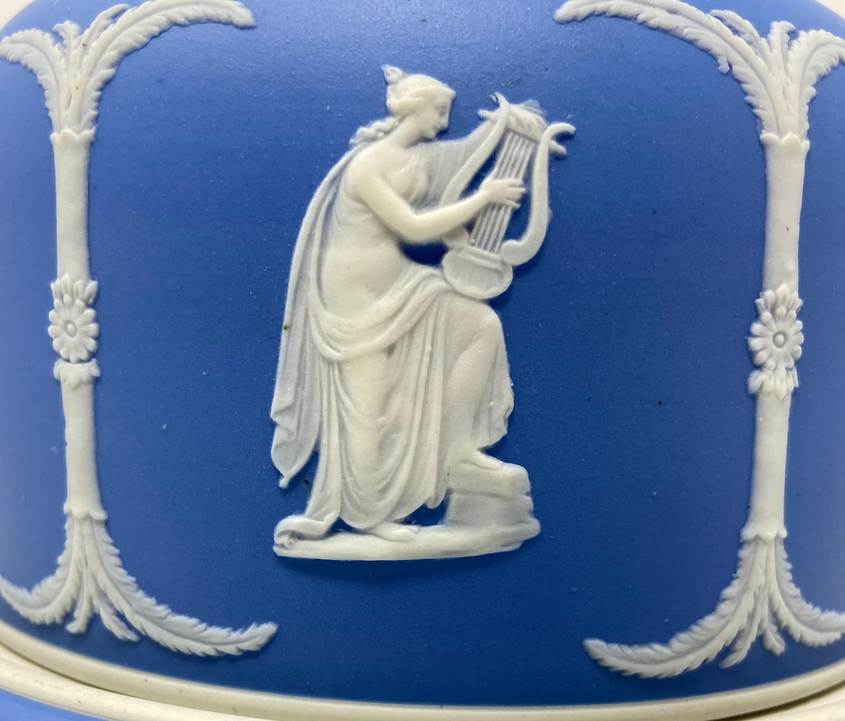 Antique English Wedgwood Blue & White Porcelain Cheese Dish and Cover Circa 1900 7