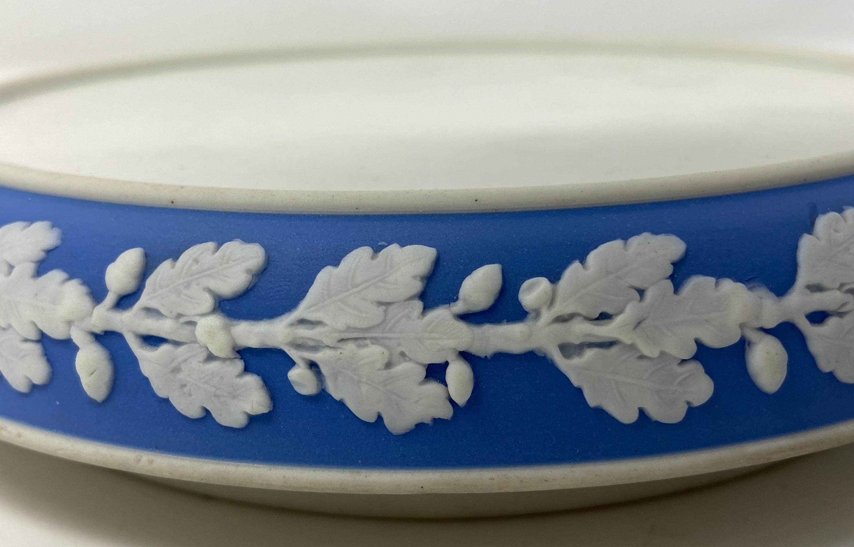 Antique English Wedgwood Blue & White Porcelain Cheese Dish and Cover Circa 1900 1