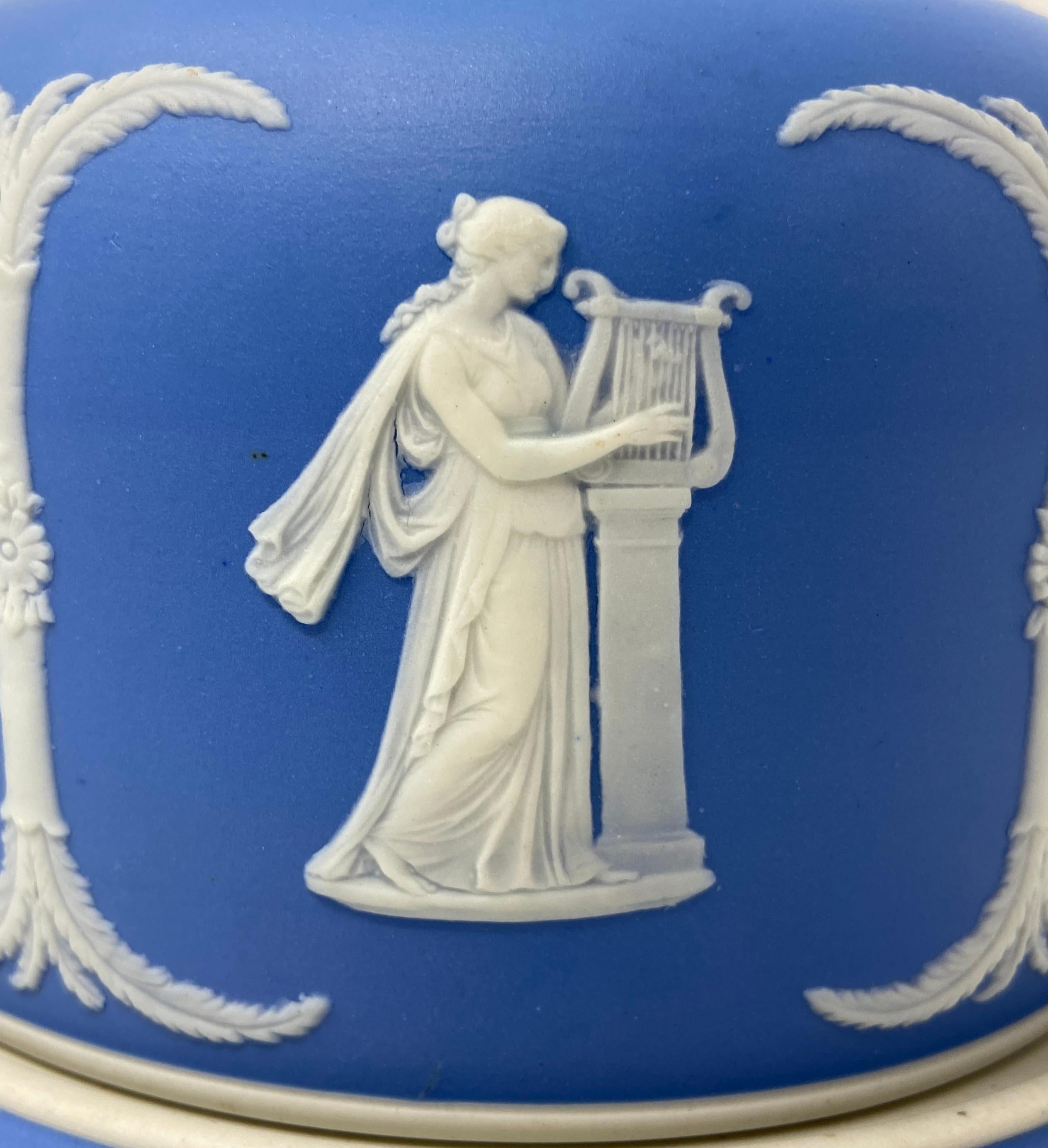 Antique English Wedgwood Blue & White Porcelain Cheese Dish and Cover Circa 1900 2