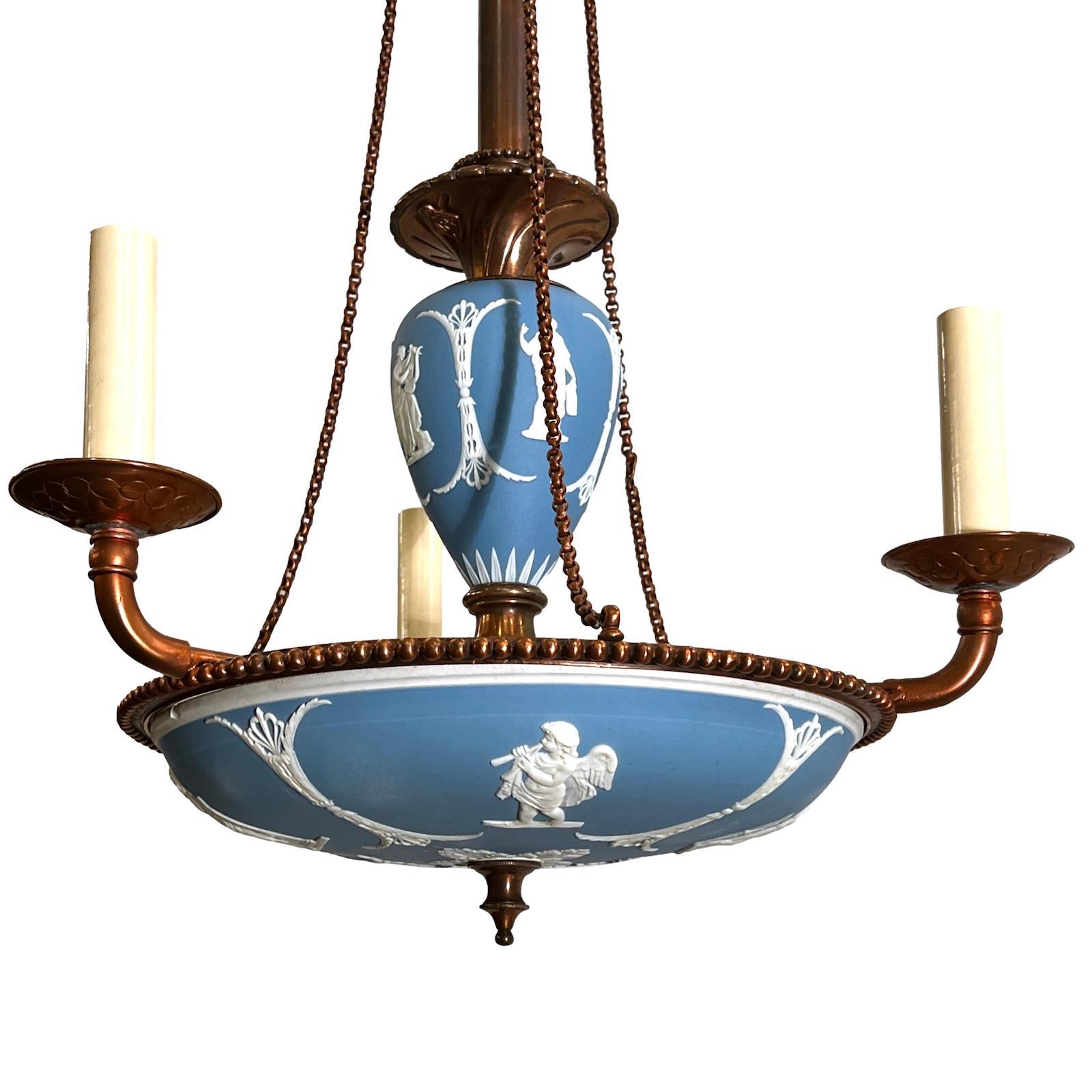 Antique English Wedgwood Chandelier  In Good Condition For Sale In New York, NY