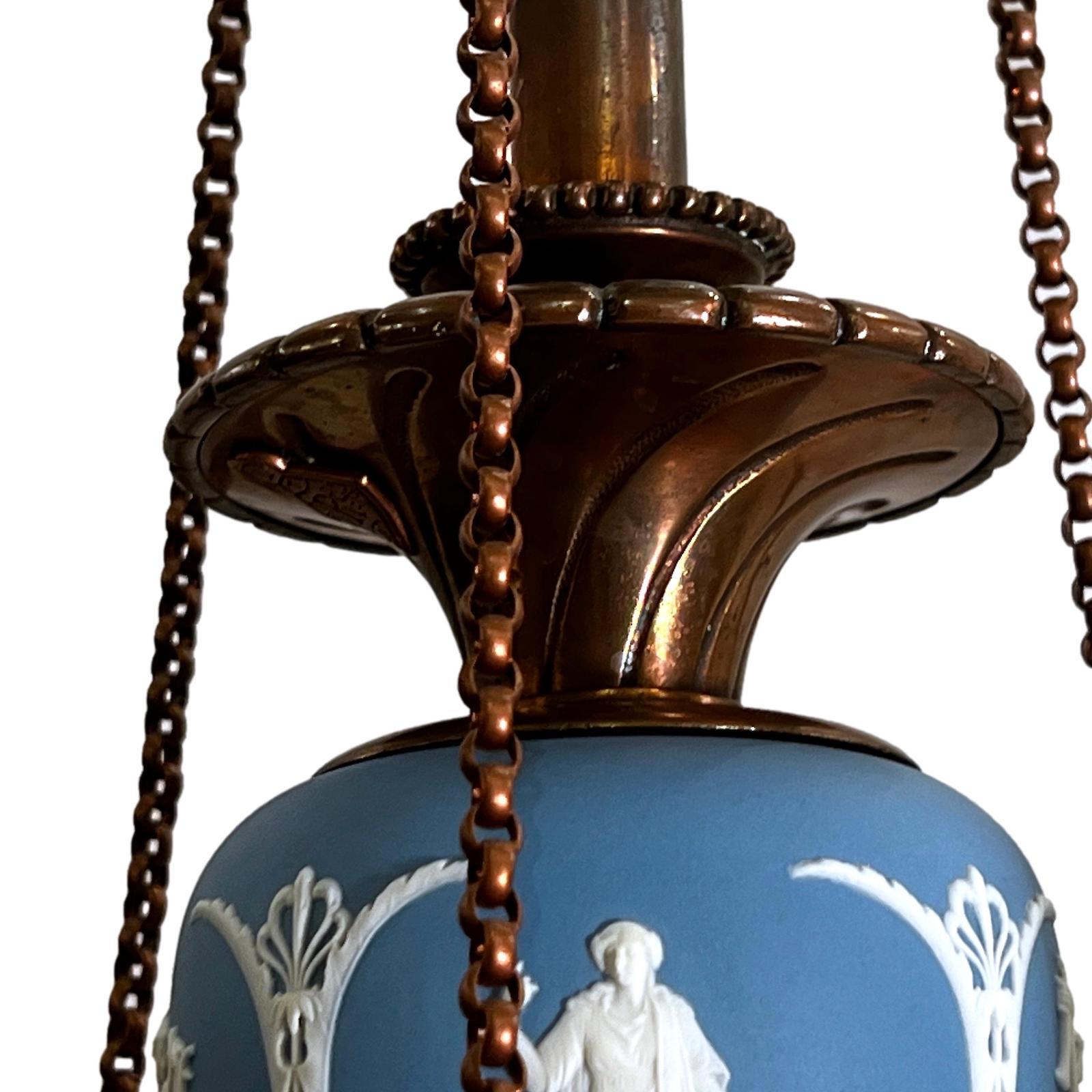 Copper Antique English Wedgwood Chandelier  For Sale