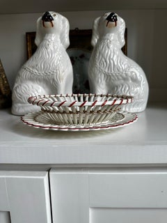 Antique English Wedgwood Chestnut Basket with Reticulated Under Plate Creamware