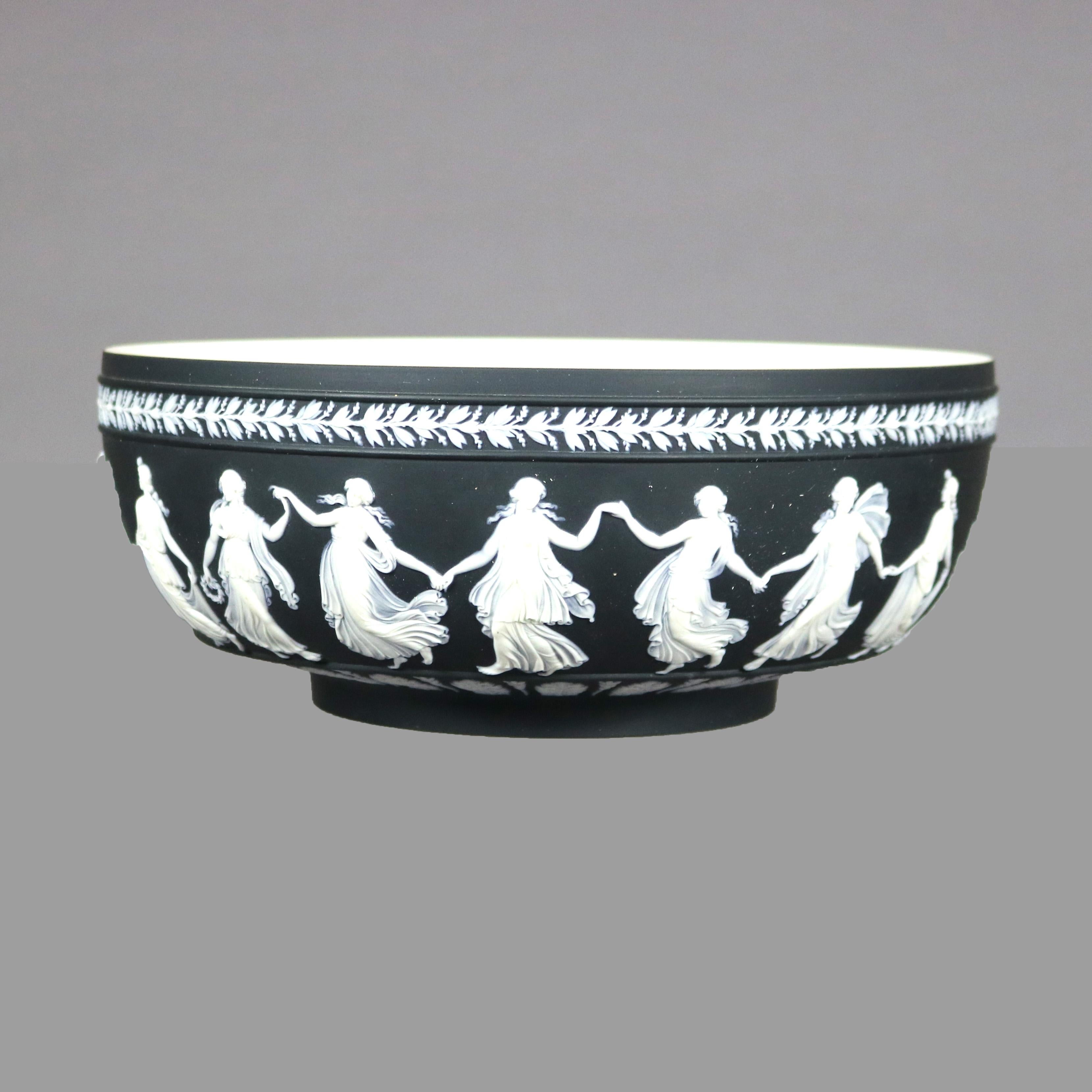Classical Greek Antique English Wedgwood Classical Black Basalt Porcelain Bowl, circa 1900