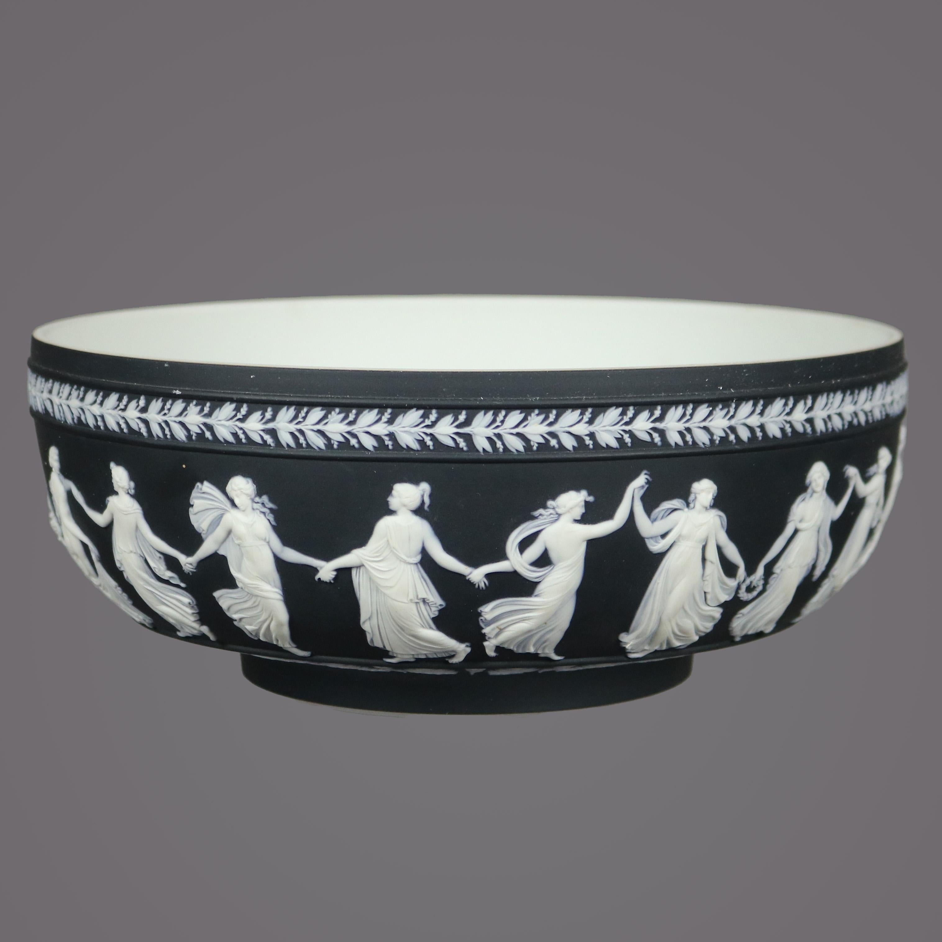 20th Century Antique English Wedgwood Classical Black Basalt Porcelain Bowl, circa 1900