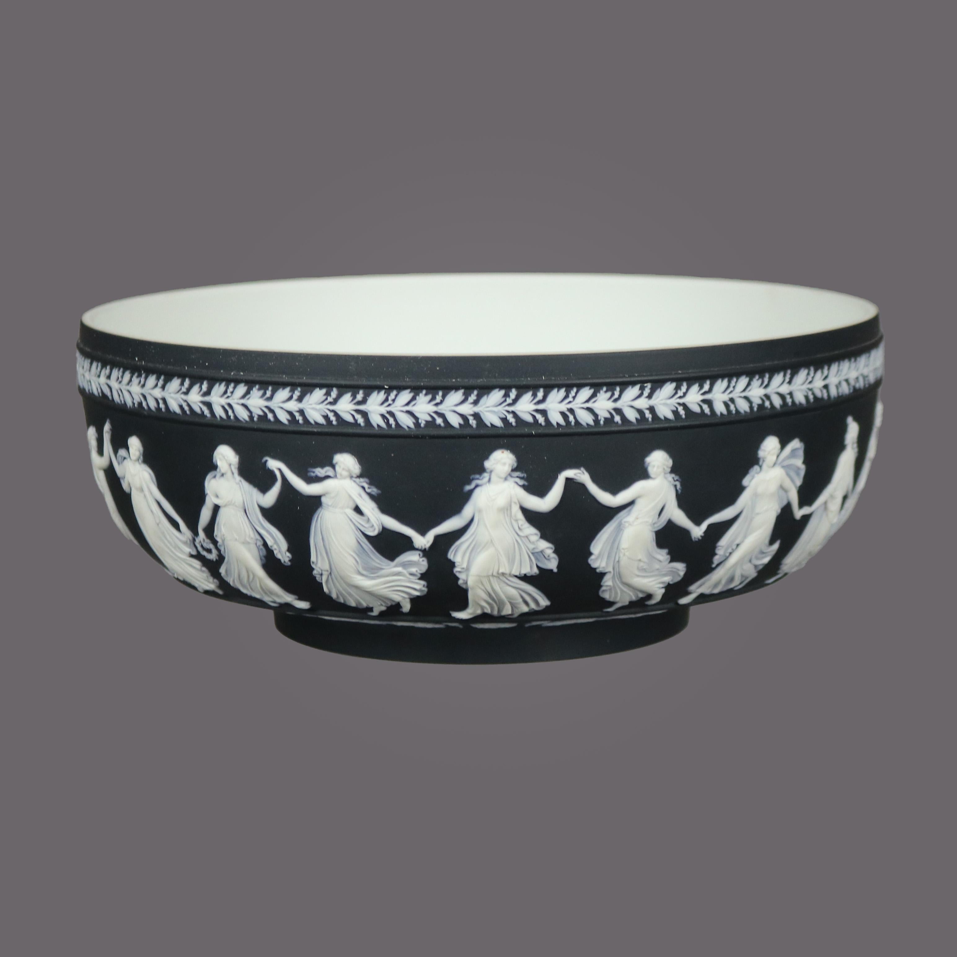 Antique English Wedgwood Classical Black Basalt Porcelain Bowl, circa 1900 1