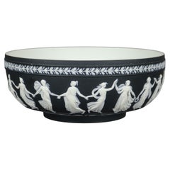Antique English Wedgwood Classical Black Basalt Porcelain Bowl, circa 1900