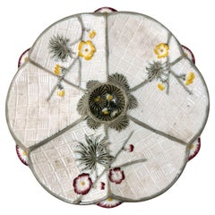Antique English "Wedgwood Co." Majolica Porcelain Oyster Plate, Circa 1890.