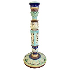 Antique English Wedgwood Majolica Candlestick Candle Holder Cinque Cento c1876