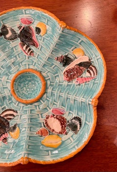 Antique English "Wedgwood" Majolica Porcelain Oyster Plate, circa 1875