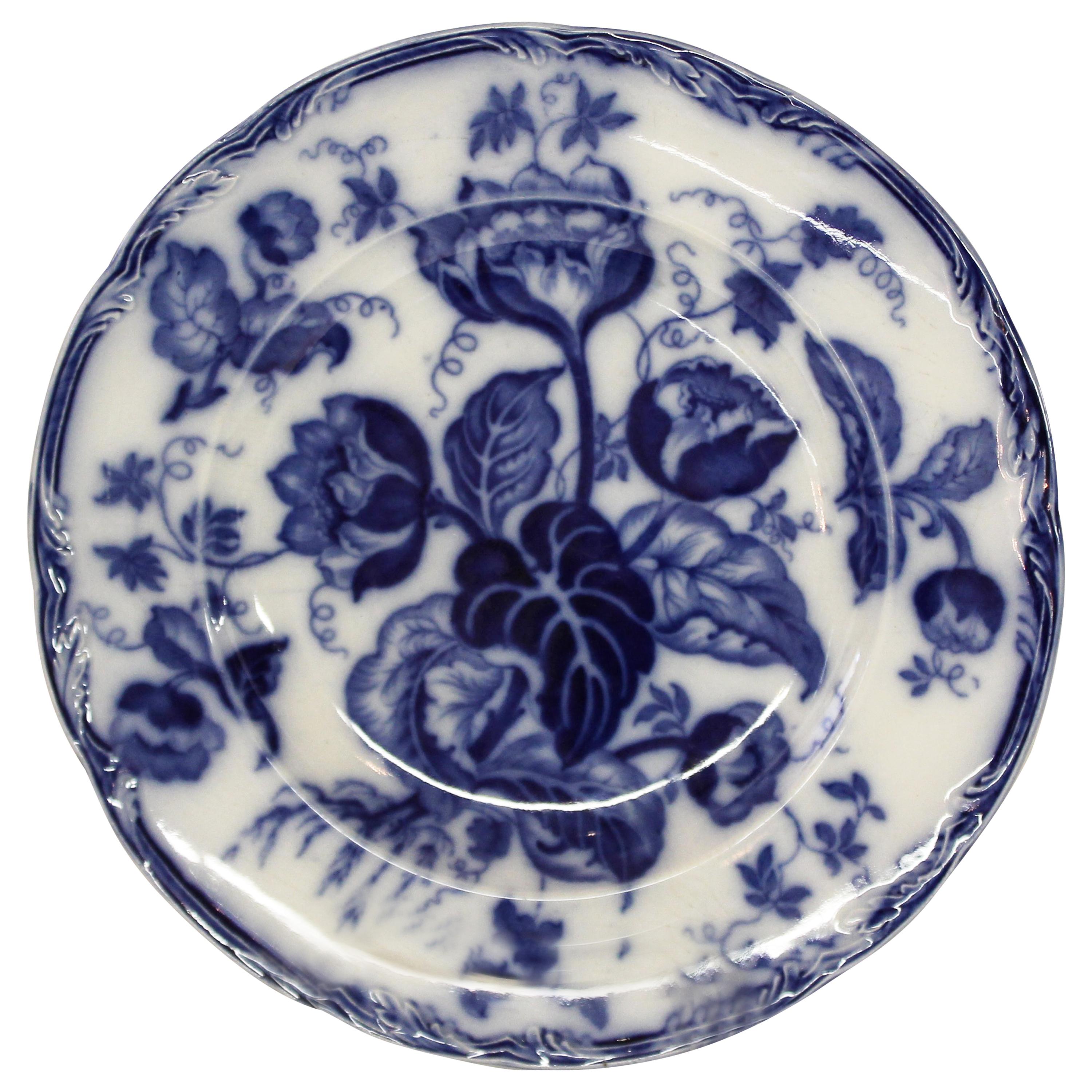 Antique English Wedgwood "Pearl Ware" Ironstone Flow Blue Dessert Plates