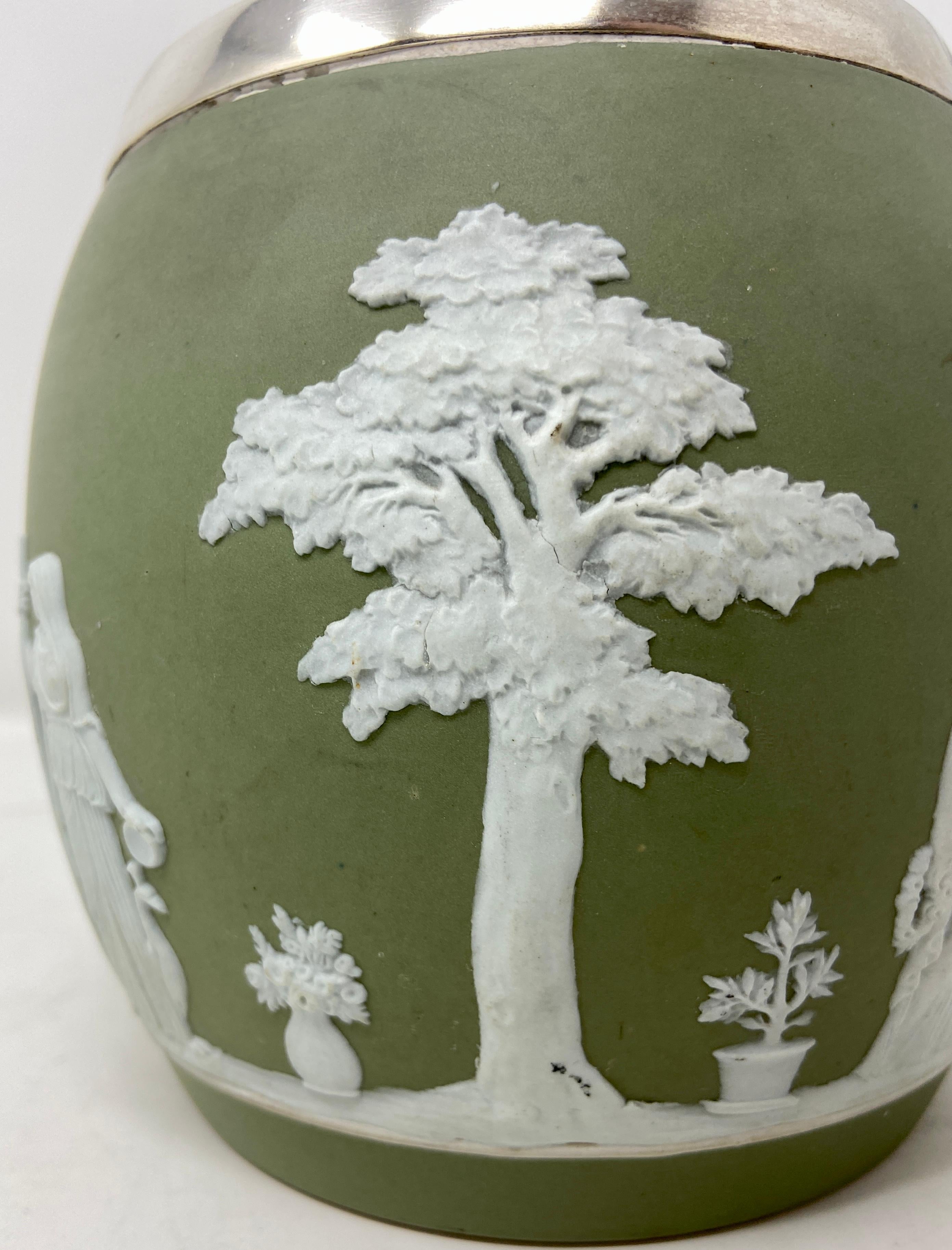 Antiguo barril inglés de galletas de porcelana Wedgwood, circa 1890-1910 siglo XIX en venta