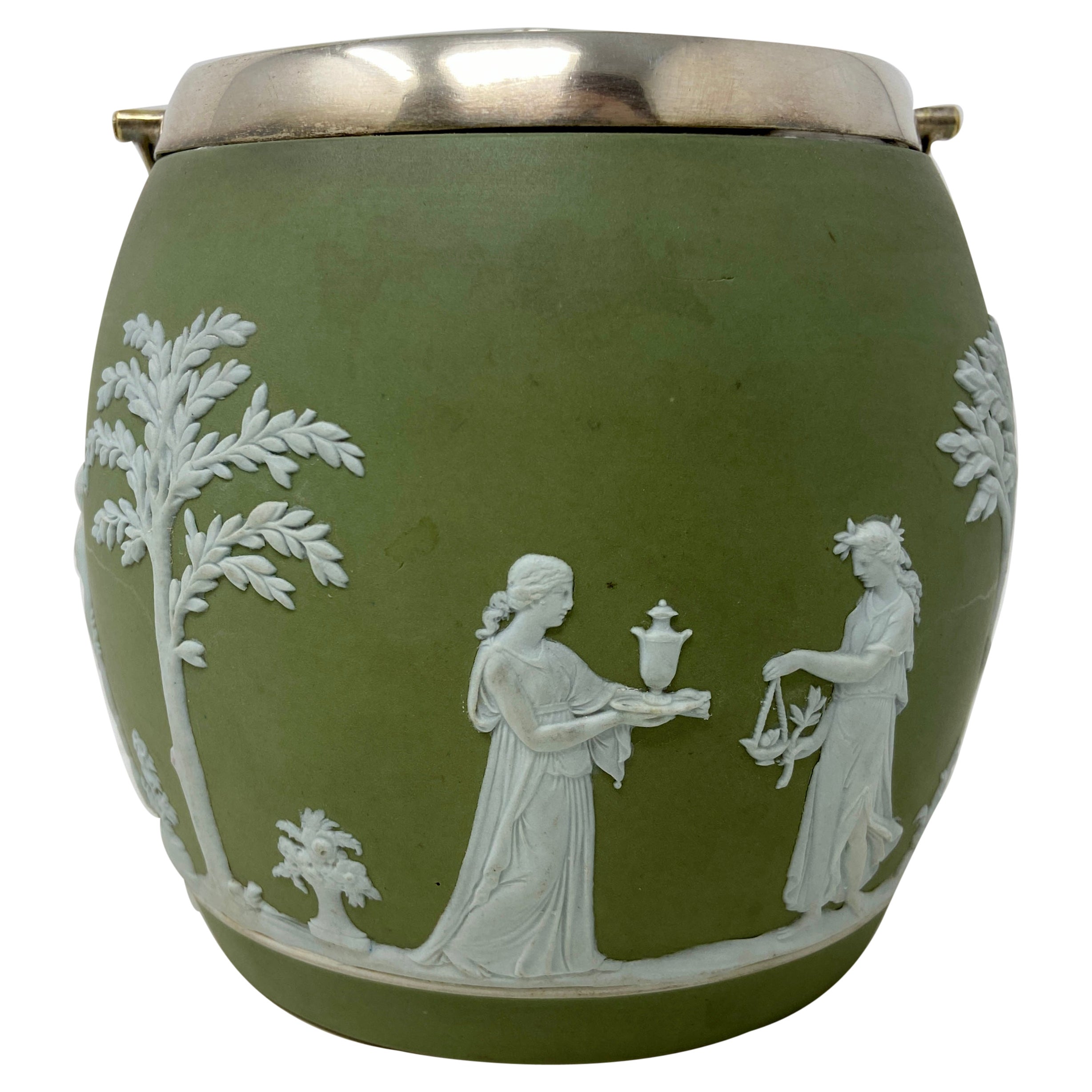 Baril à biscuit en porcelaine anglaise Wedgwood ancien, vers 1890-1910