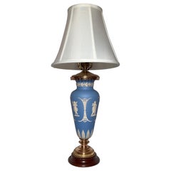 Antike englische Wedgwood-Porzellanlampe, um 1890