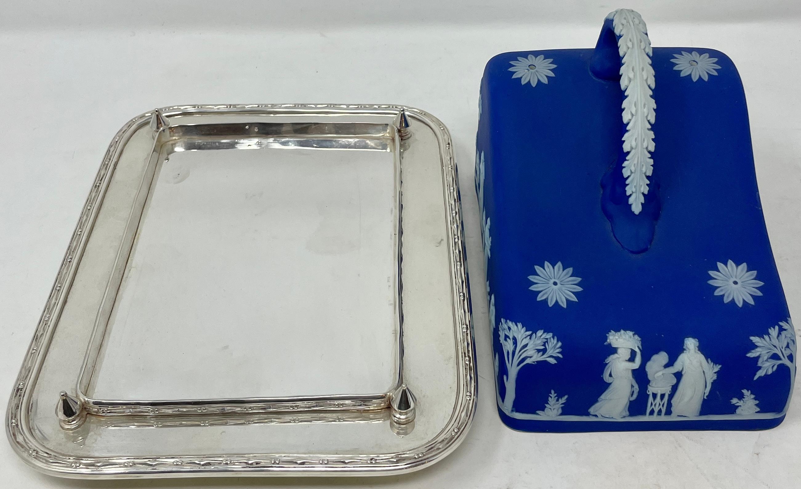 Antique English Wedgwood Porcelain & Silver Plated Cheese Dish, Circa 1890-1910 9