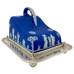 Antike englische Wedgwood-Porzellan- und versilberte Käseschale, ca. 1890-1910