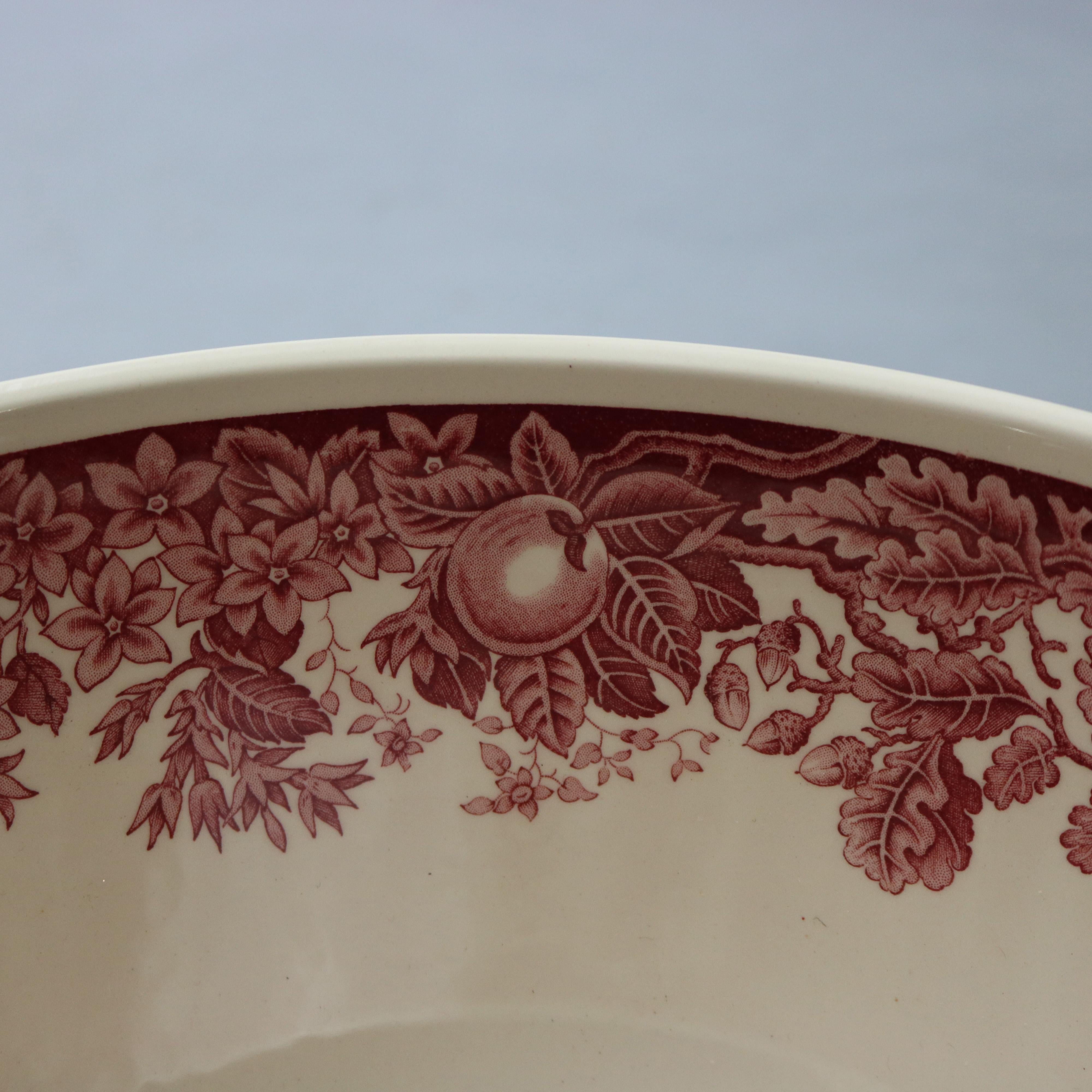 20th Century Antique English Wedgwood Scenic Red & White Porcelain Center Bowl, 20thC