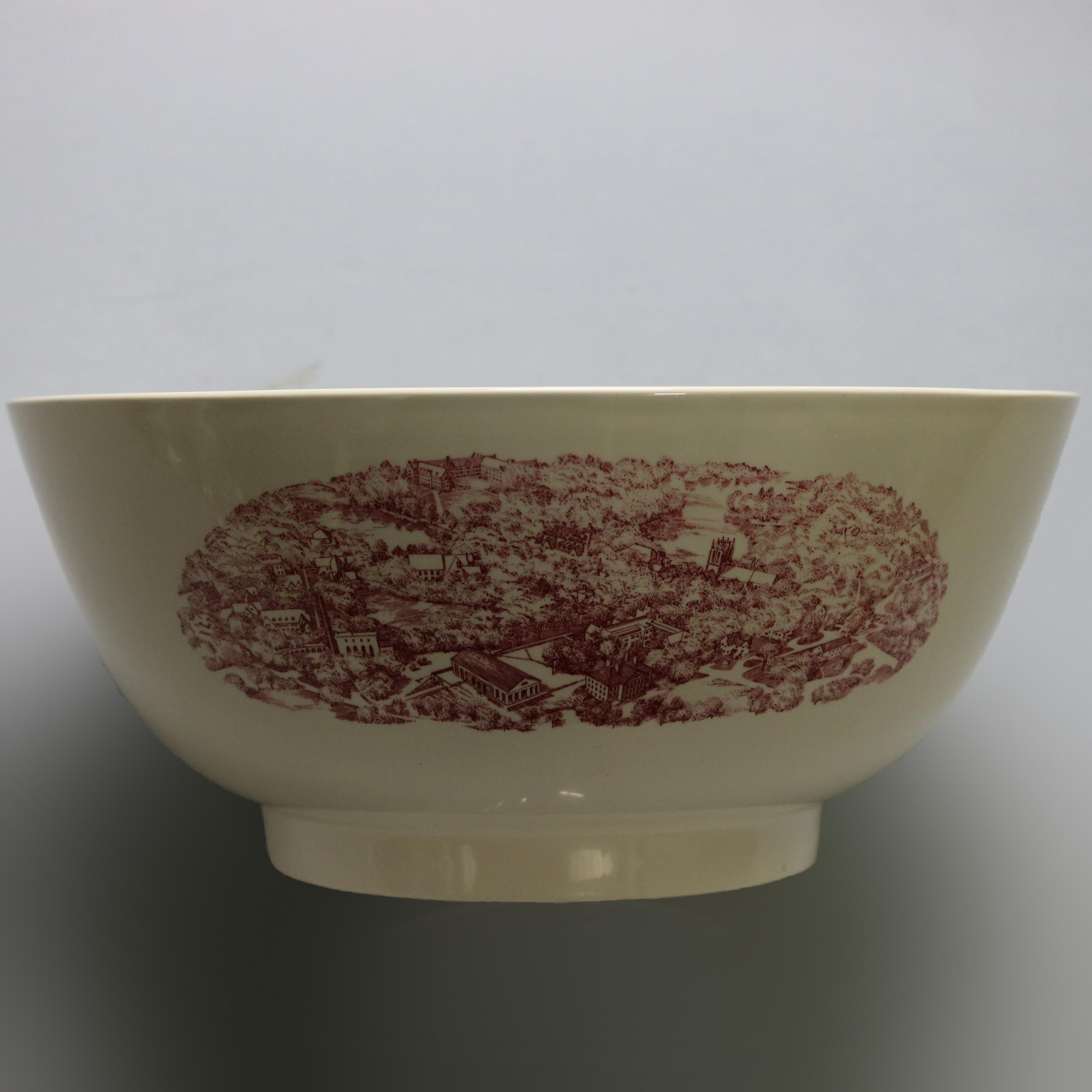 Antique English Wedgwood Scenic Red & White Porcelain Center Bowl, 20thC 7