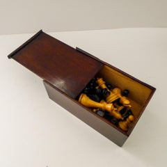 Antique English Weighted Boxwood Chess Set c.1920
