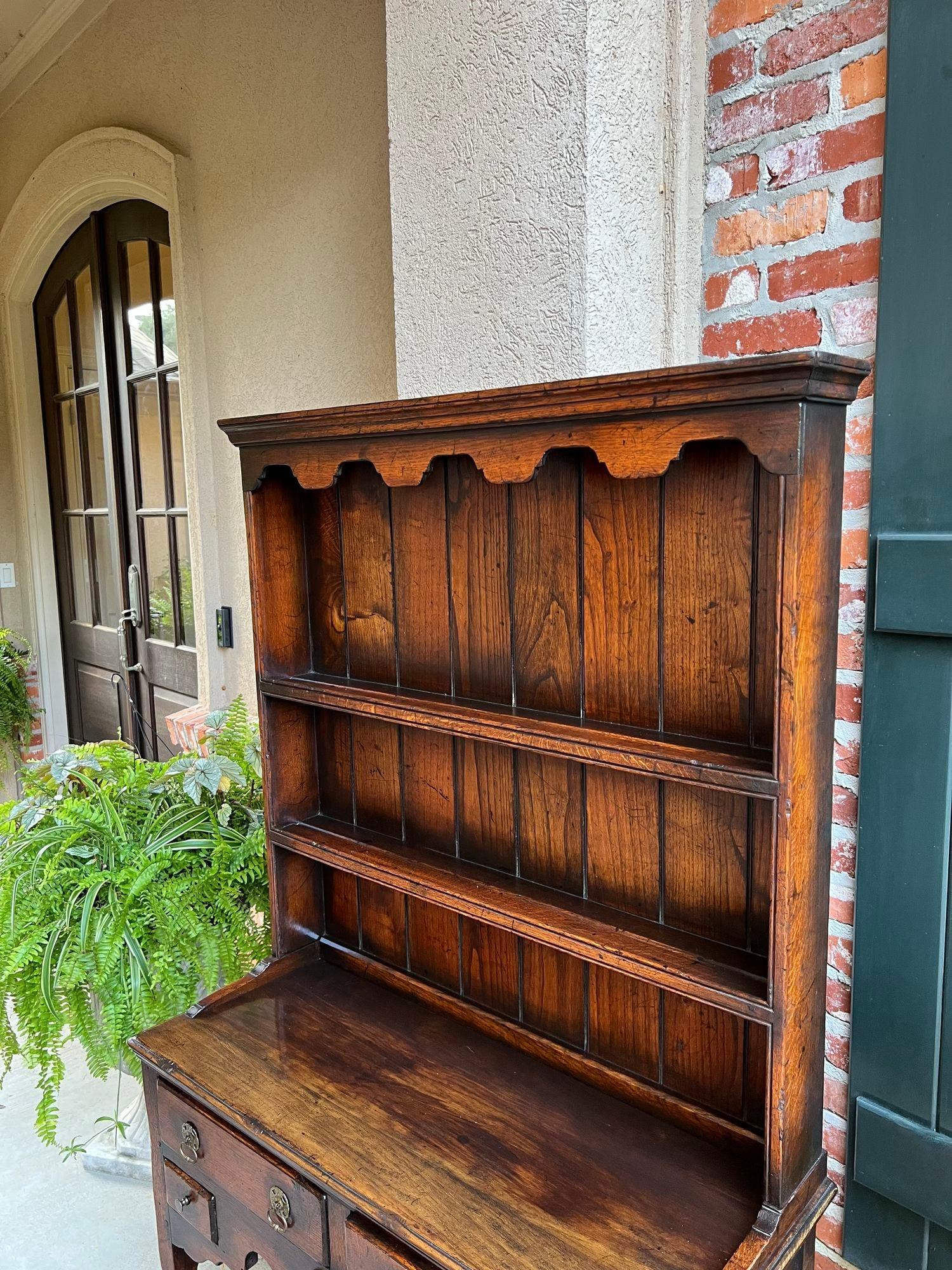 Antique English Welsh Dresser PETITE Sideboard Oak Farmhouse Kitchen Cabinet 6