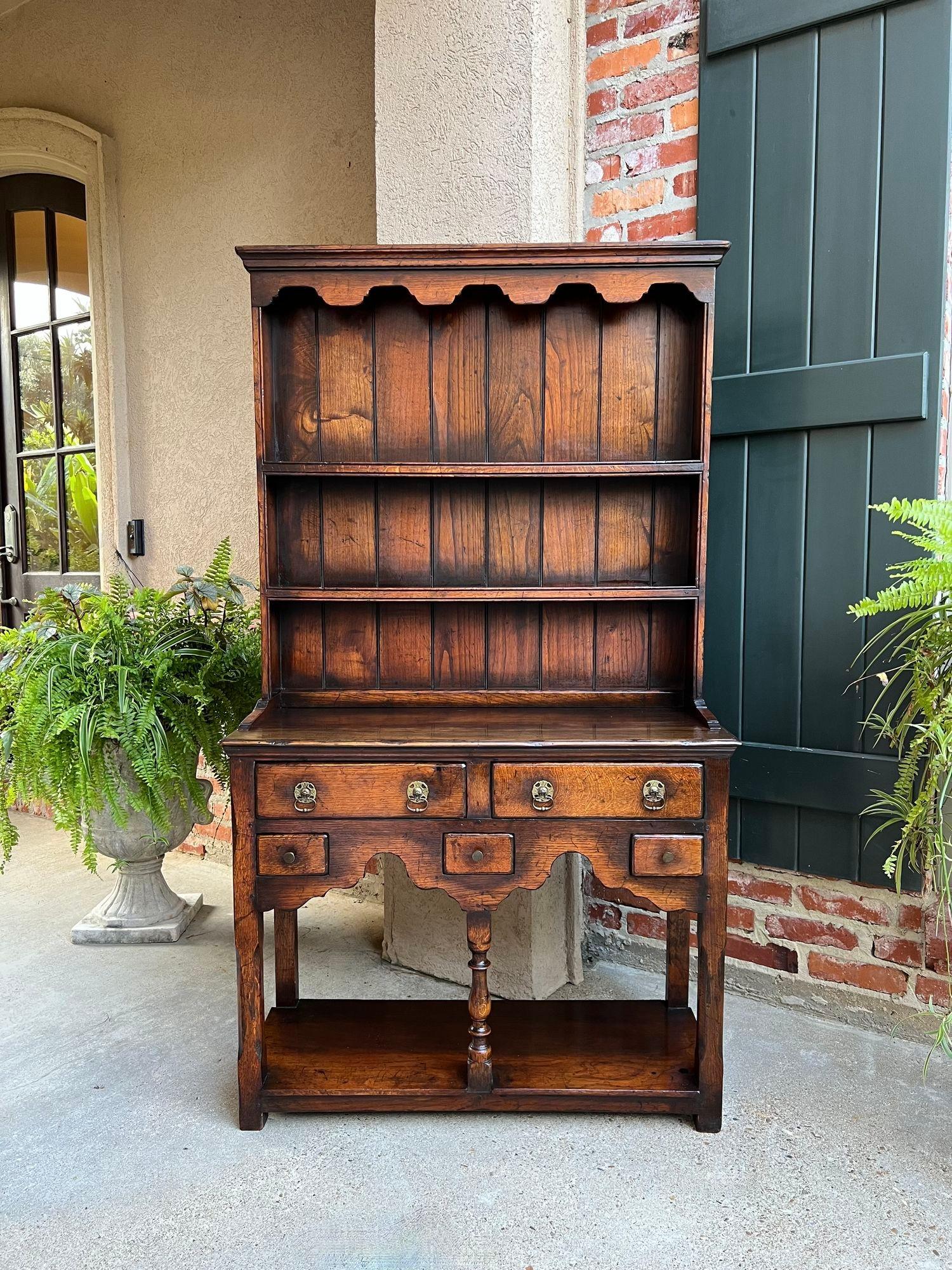 British Antique English Welsh Dresser PETITE Sideboard Oak Farmhouse Kitchen Cabinet