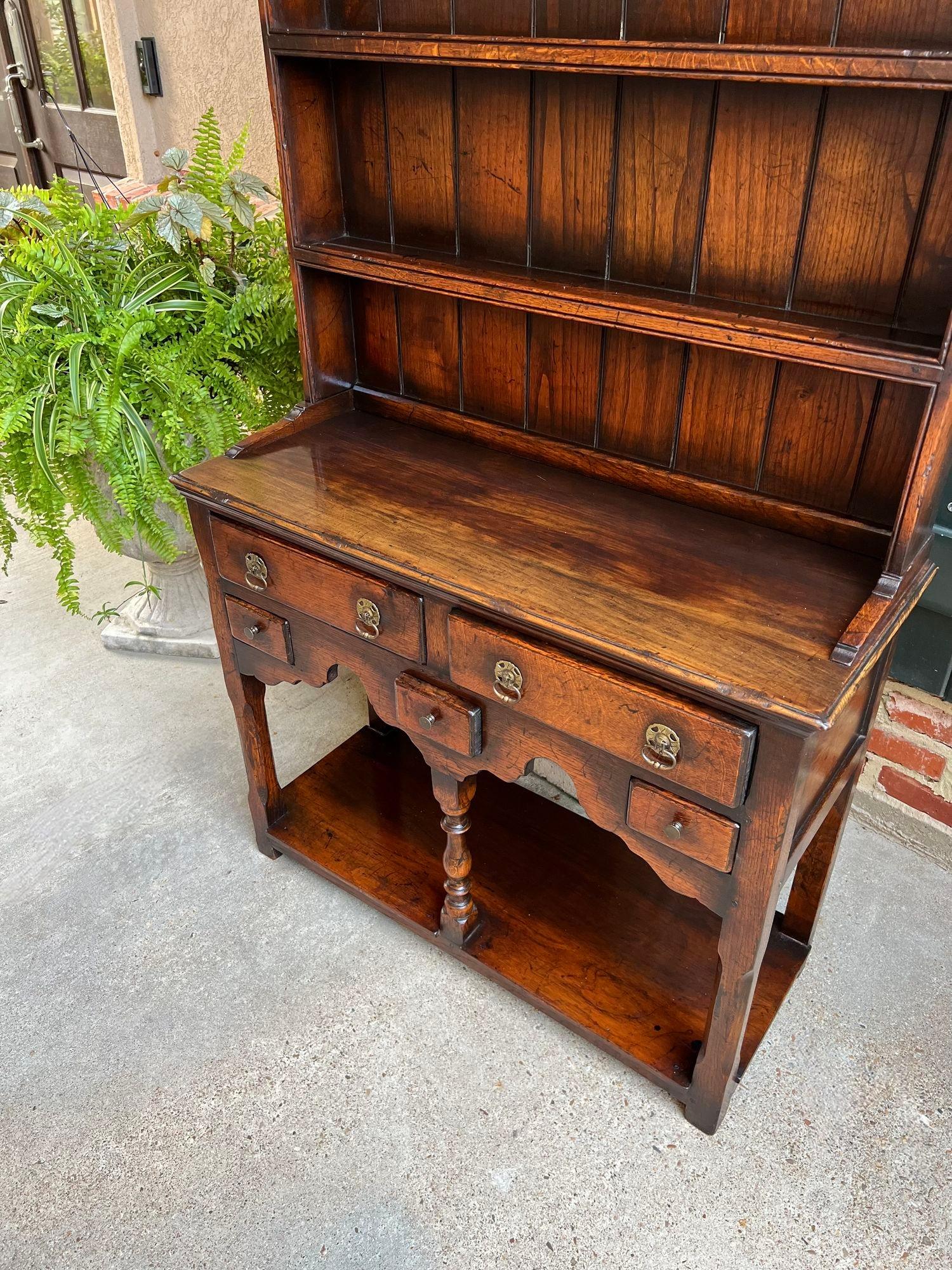 Mid-20th Century Antique English Welsh Dresser PETITE Sideboard Oak Farmhouse Kitchen Cabinet For Sale