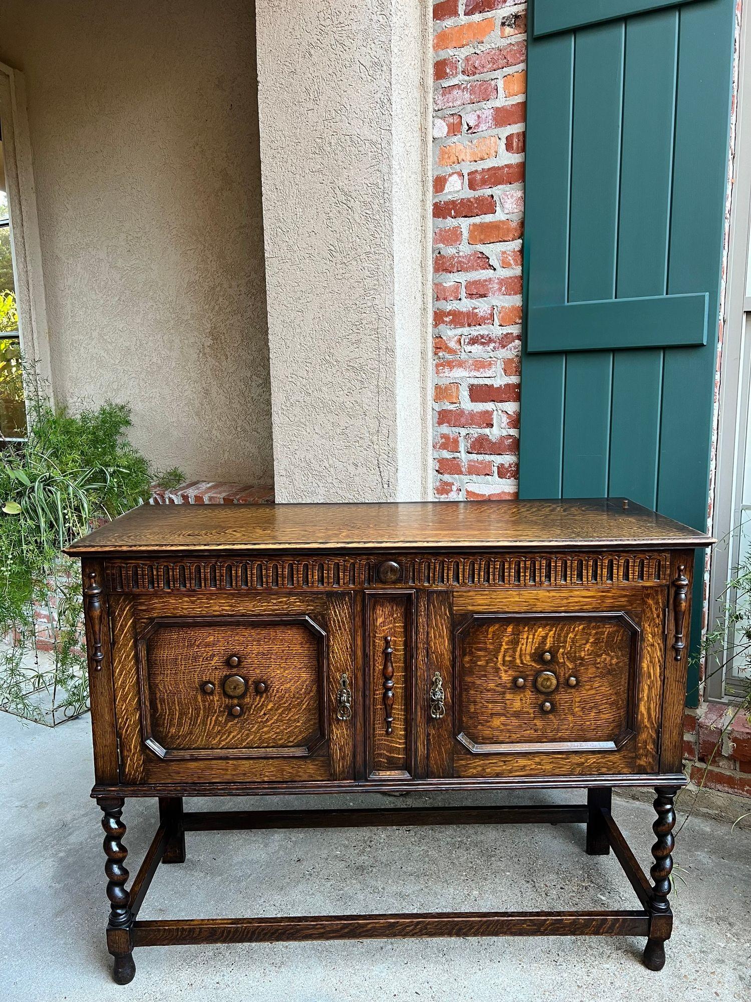 Antique English Welsh Dresser Sideboard Barley Twist Carved Tiger Oak Farmhouse For Sale 13