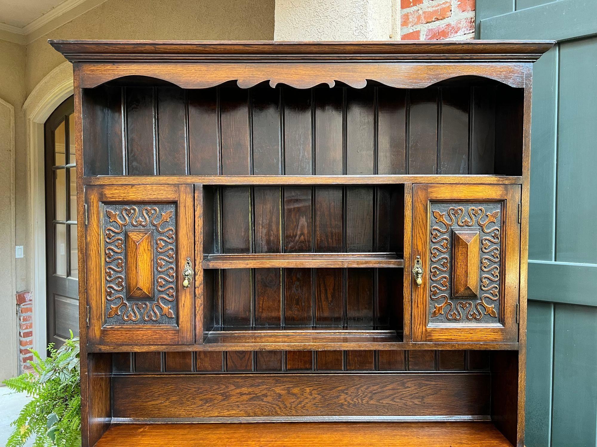 Antique English Welsh Dresser Sideboard Hutch BARLEY TWIST Jacobean Farmhouse For Sale 7