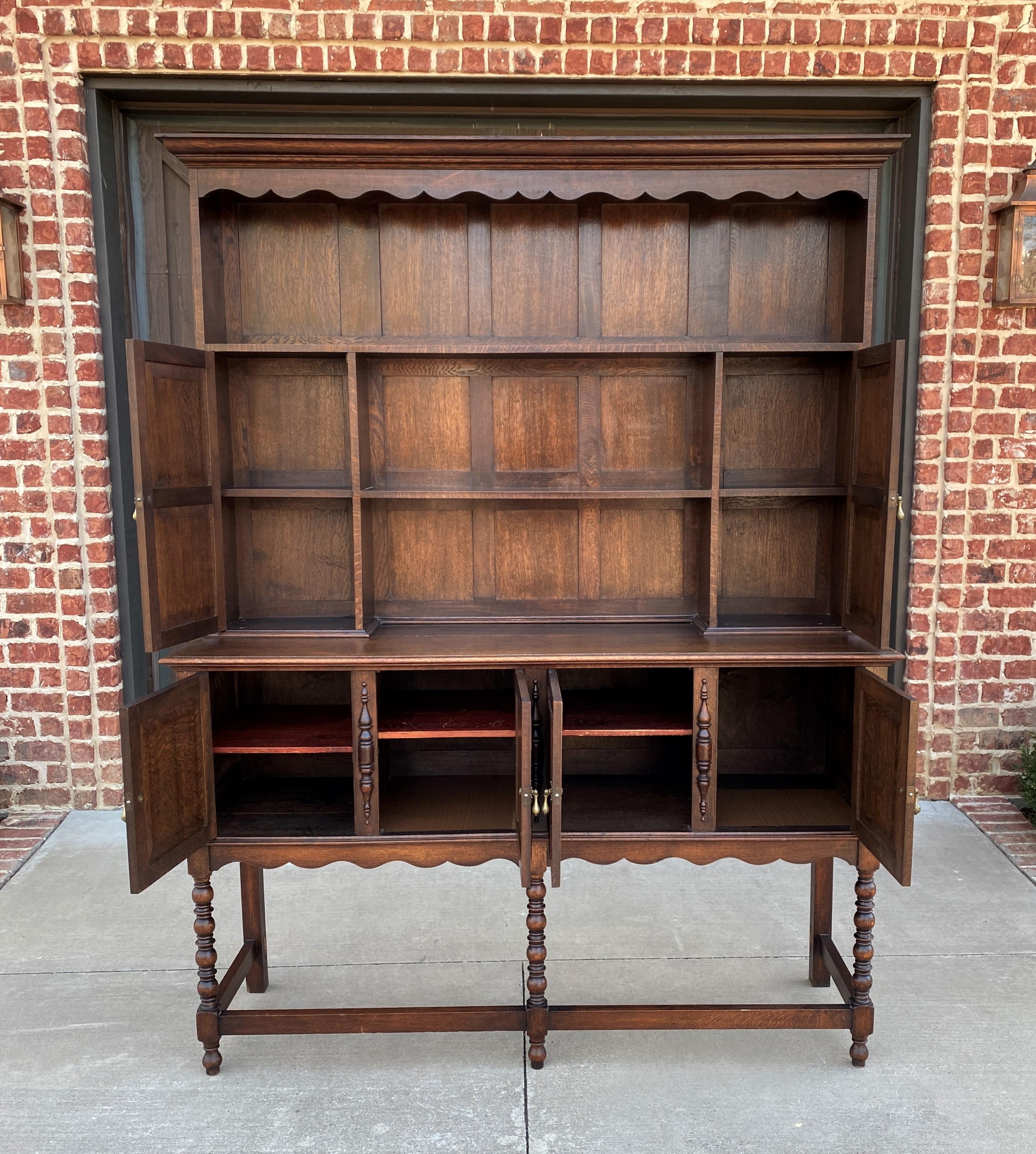 Antique English Welsh Plate Dresser Sideboard Server Buffet Jacobean Oak c.1890 In Good Condition In Tyler, TX