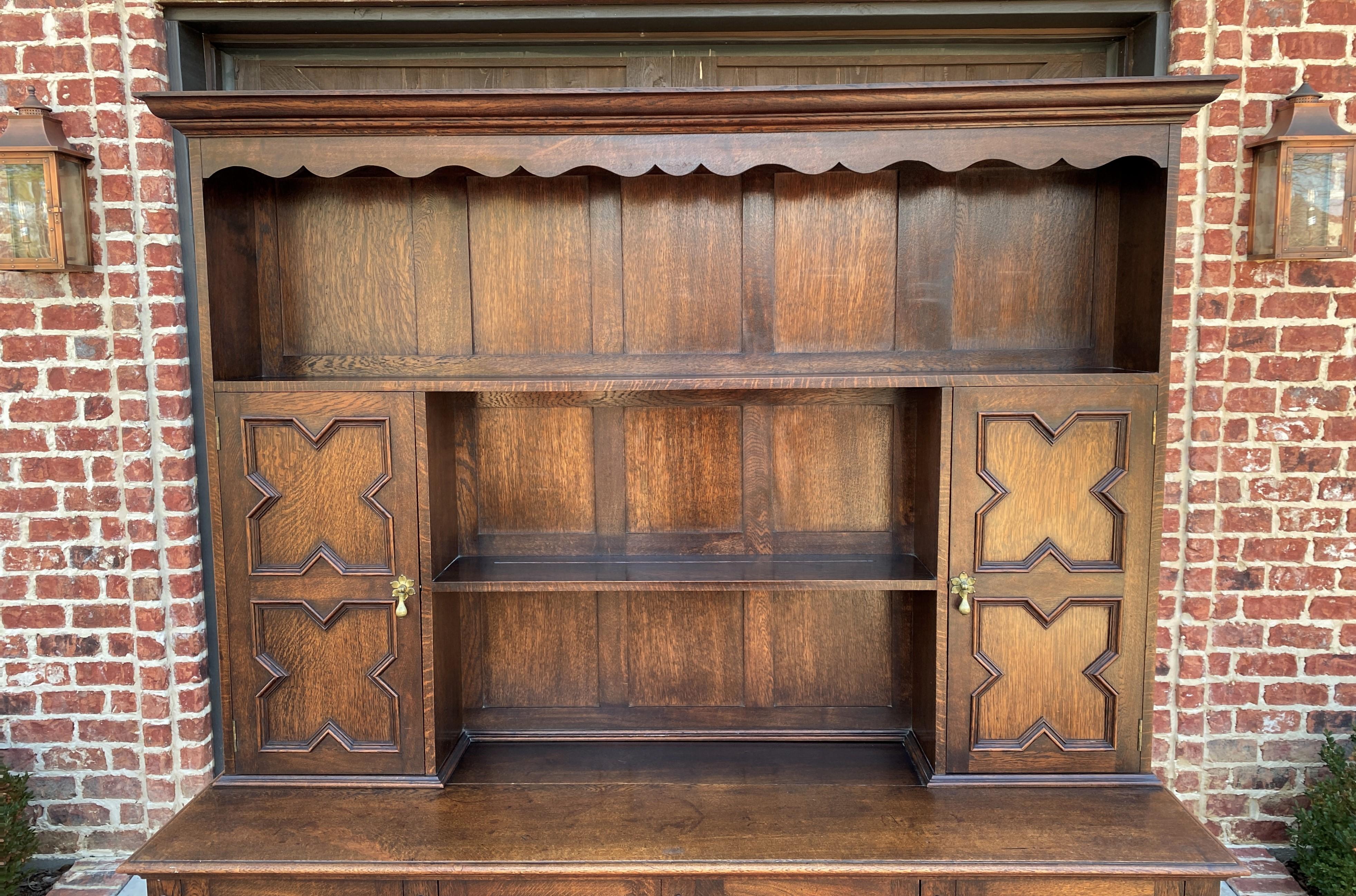 19th Century Antique English Welsh Plate Dresser Sideboard Server Buffet Jacobean Oak c.1890