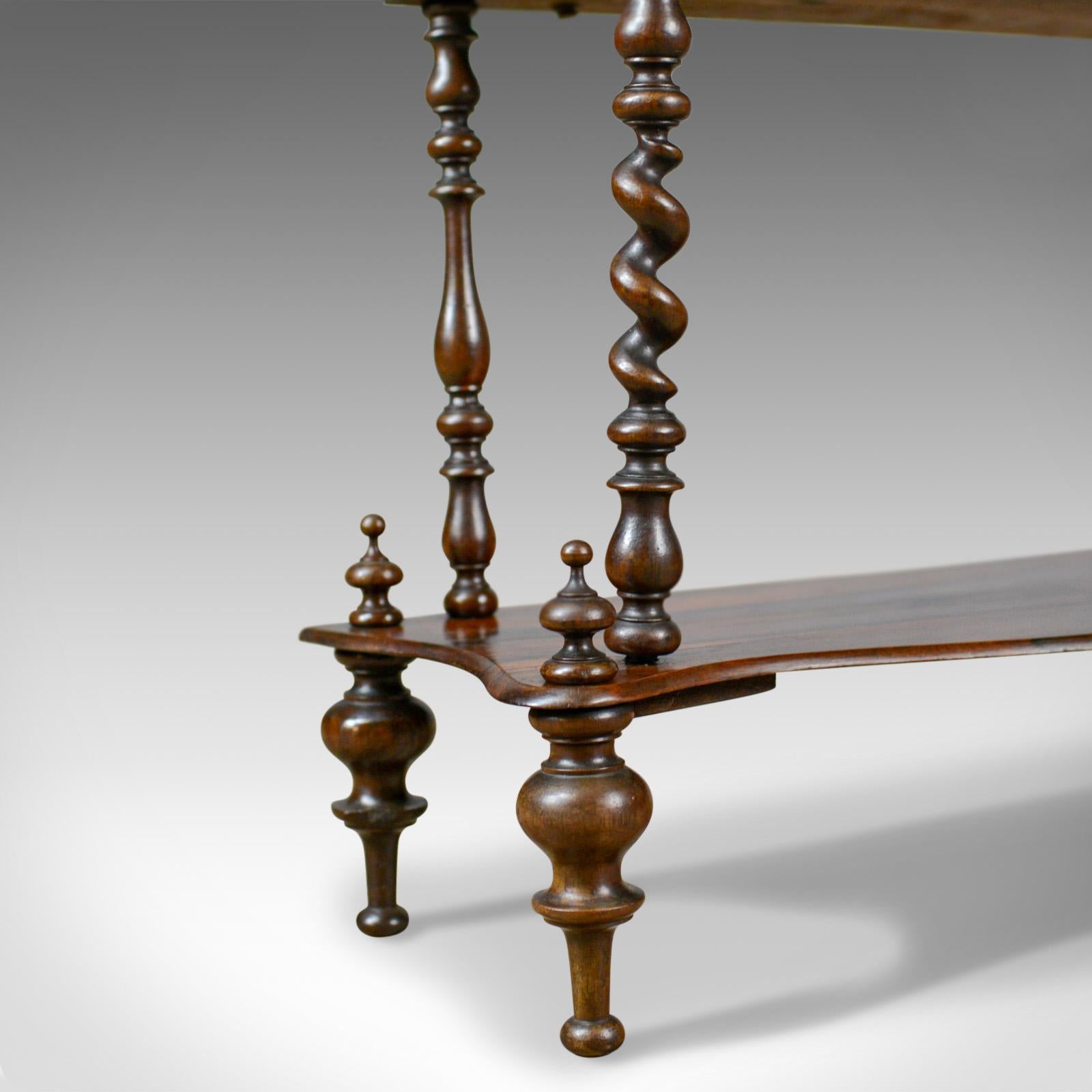Rosewood Antique English Whatnot, Regency, Three-Tier Display Stand, circa 1820